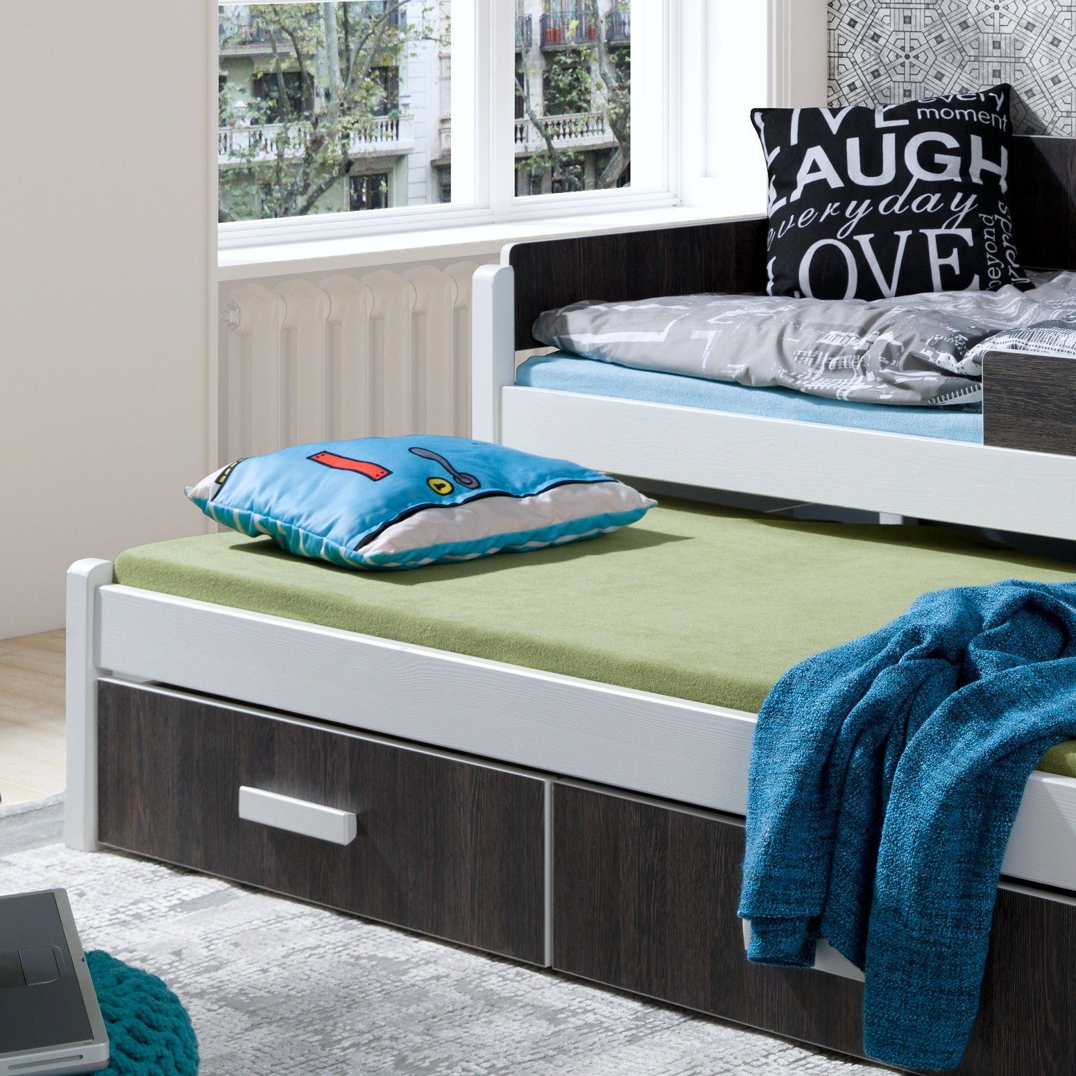 Łóżko piętrowe niskie DOIS 80x200 MEBLOBED wytrzymałe solidne łóżko!