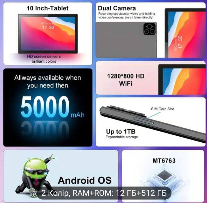 12/512 Gb, планшет, телефон,новый,2в1 , комплект