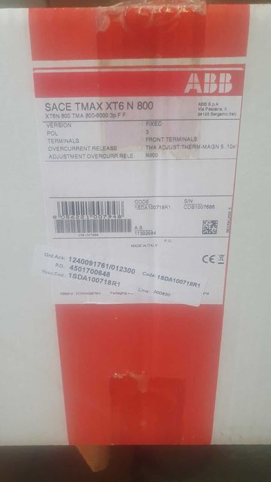 Авт. вимикач ABB Tmax XT6N 800 TMA 800-8000 3p 36кА з мотор-приводом