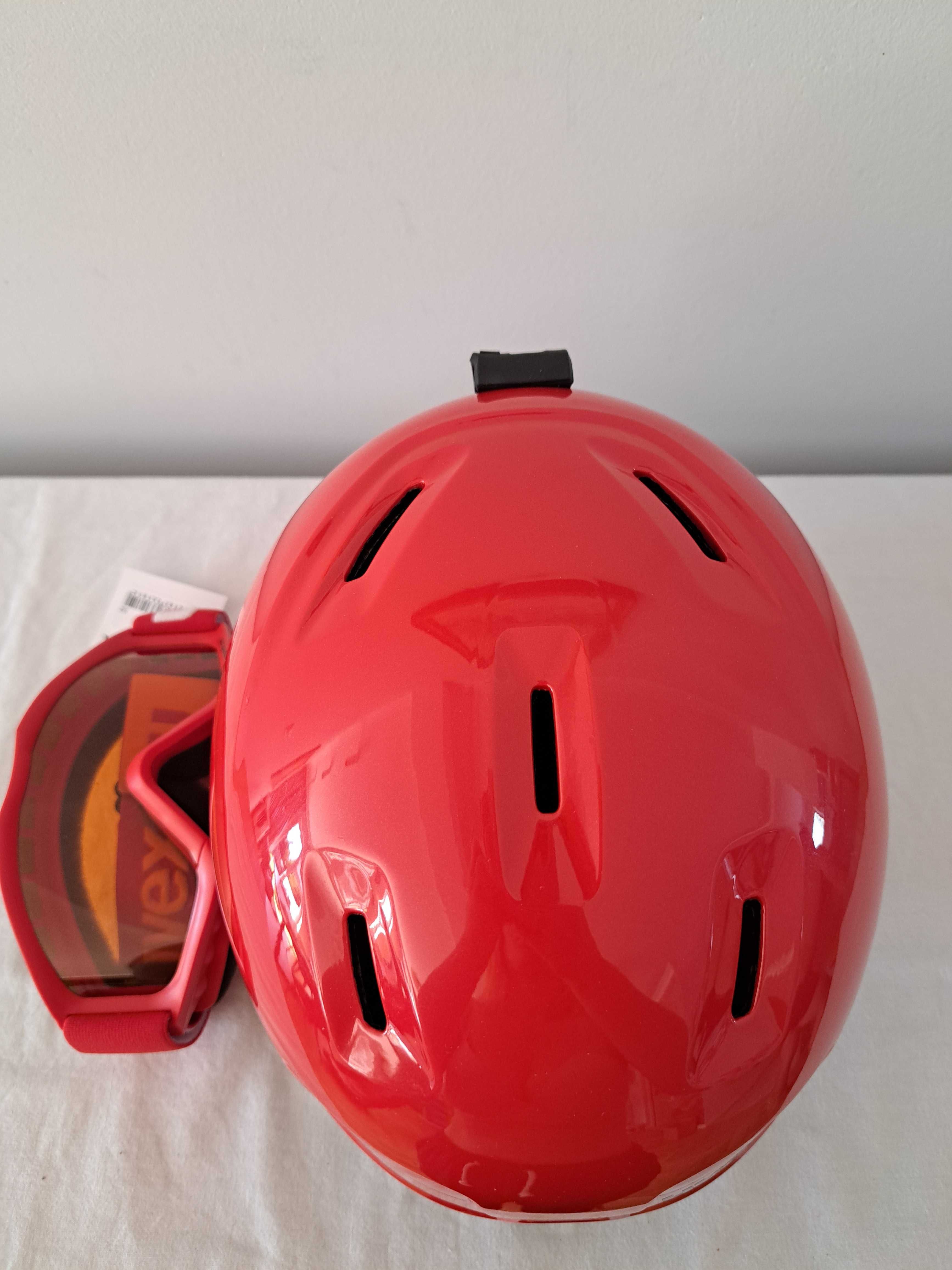 Kask narciarski dziecięcy Uvex Heyya Set Red Black Speedy XS 46-50cm