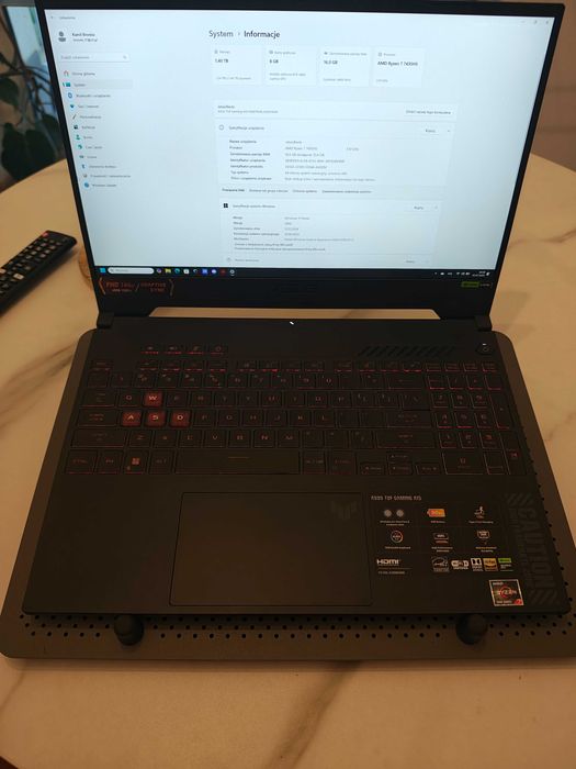Laptop ASUS Tuf A15 16gb Ram RTX 4060 SSD 1.4 TB Jak Nowy