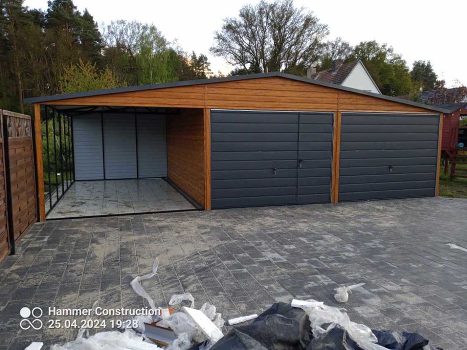 Garaż blaszany, wiata. WZMOCNIONY PROFILAMI. Producent. Cała POLSKA