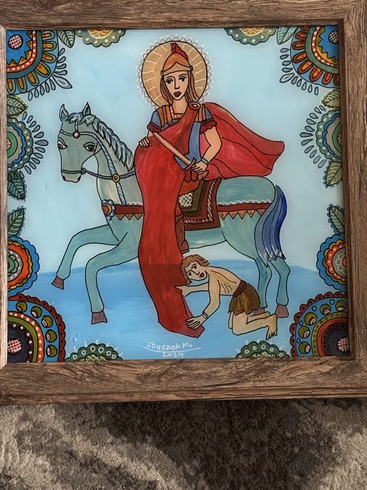 Św. Marcin - malarstwo na szkle