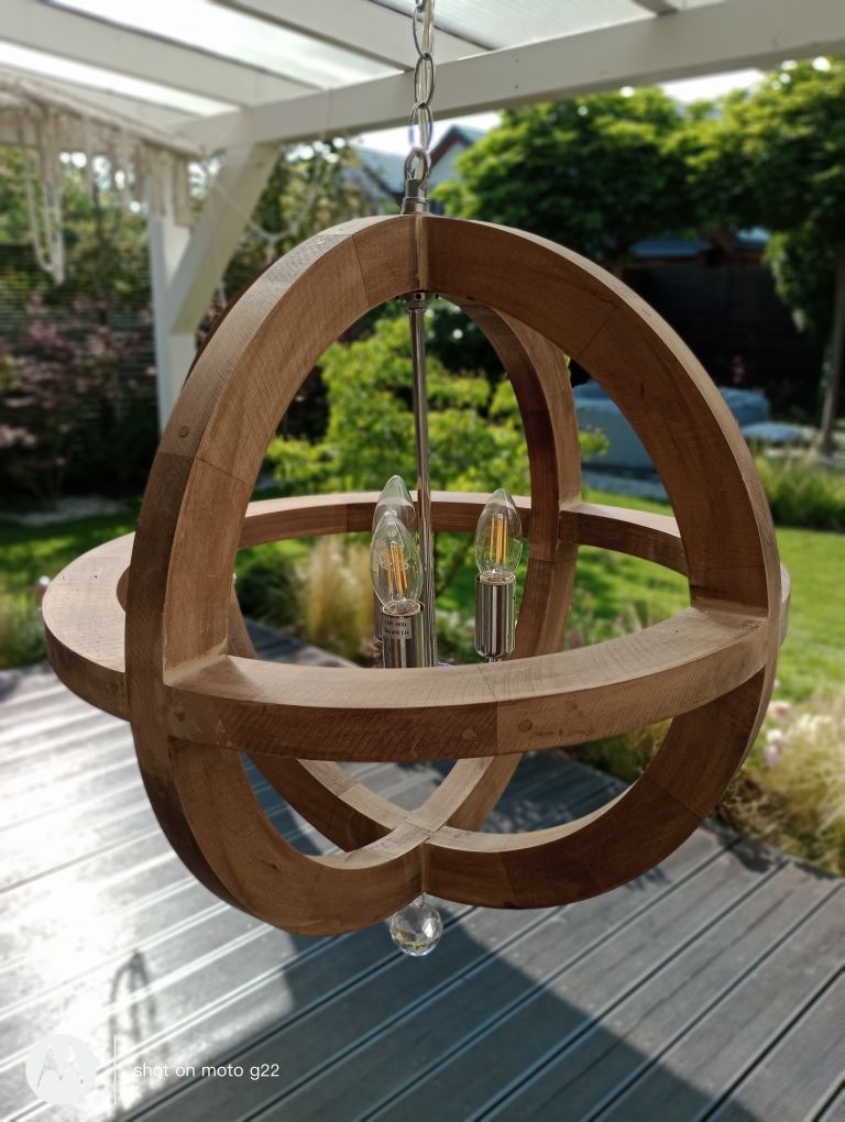 Lampa wisząca drewniany abażur