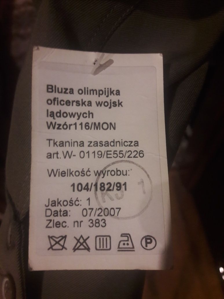 Bluza olimpijka oficerska wojsk lądowych wzór 116/MON