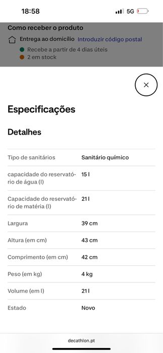 Sanita portatil completamente nova