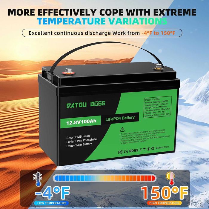 Акумулятори LiFePo4 12,8v 100ah DatouBoss з BMS 100A нові, в наявності