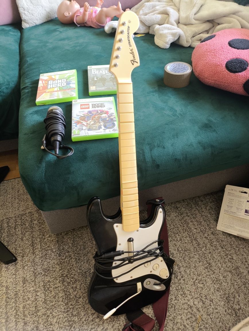 Xbox 360 rockband perkusja gitara i mikrofon