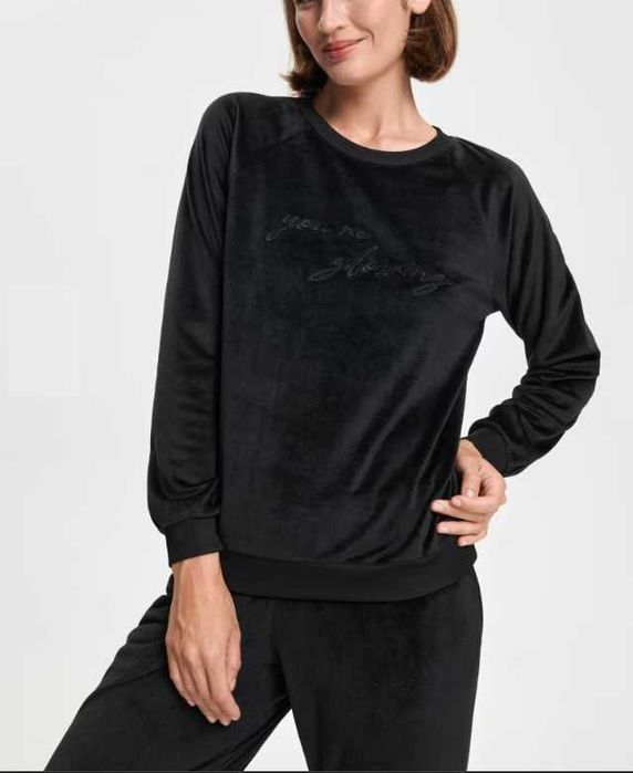 Czarny dres welurowy, komplet, rozmiar S