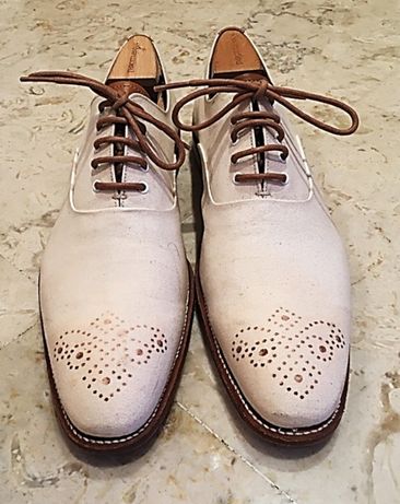 Sapatos Grenson em tecido, tamanho 44, cor pérola