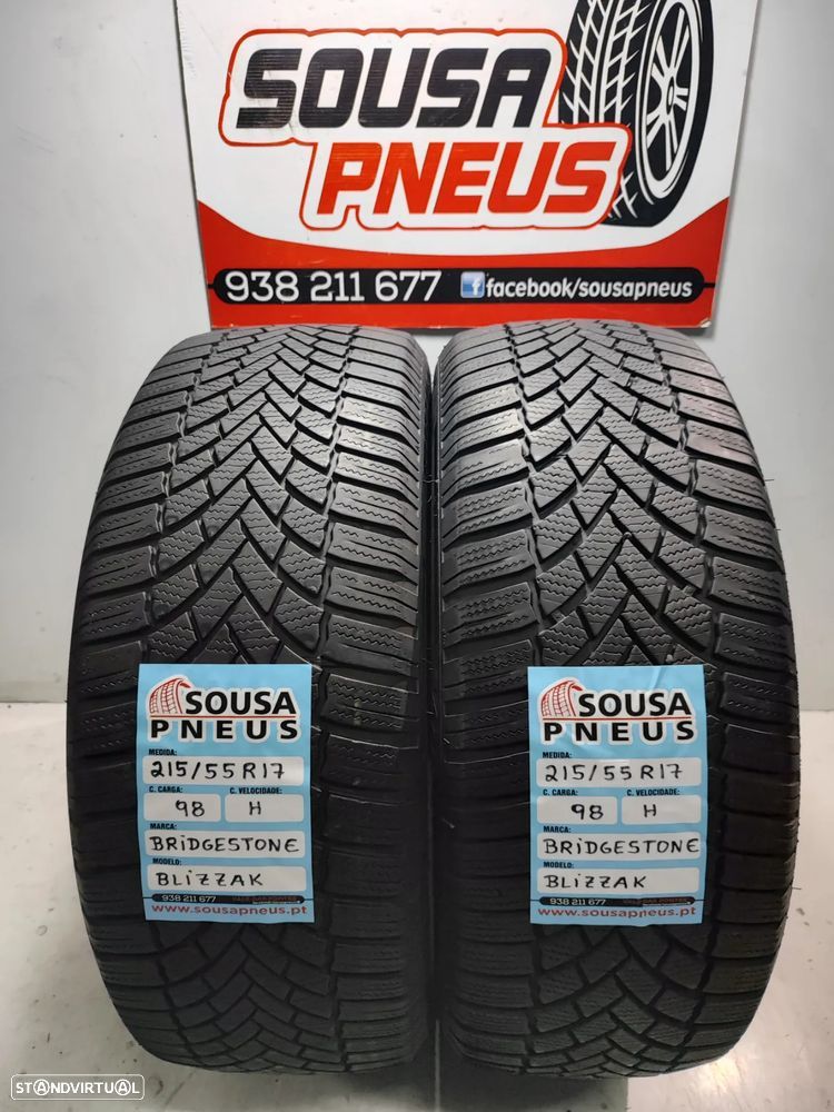 2 pneus semi novos 215-55r17 bridgestone - oferta dos portes 110 EUROS