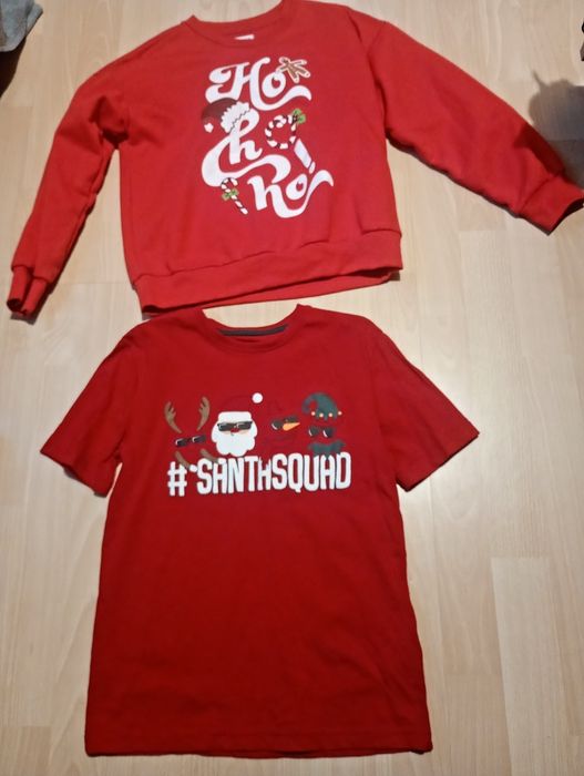 Świąteczna koszulka i bluza dla chłopca 134/140.