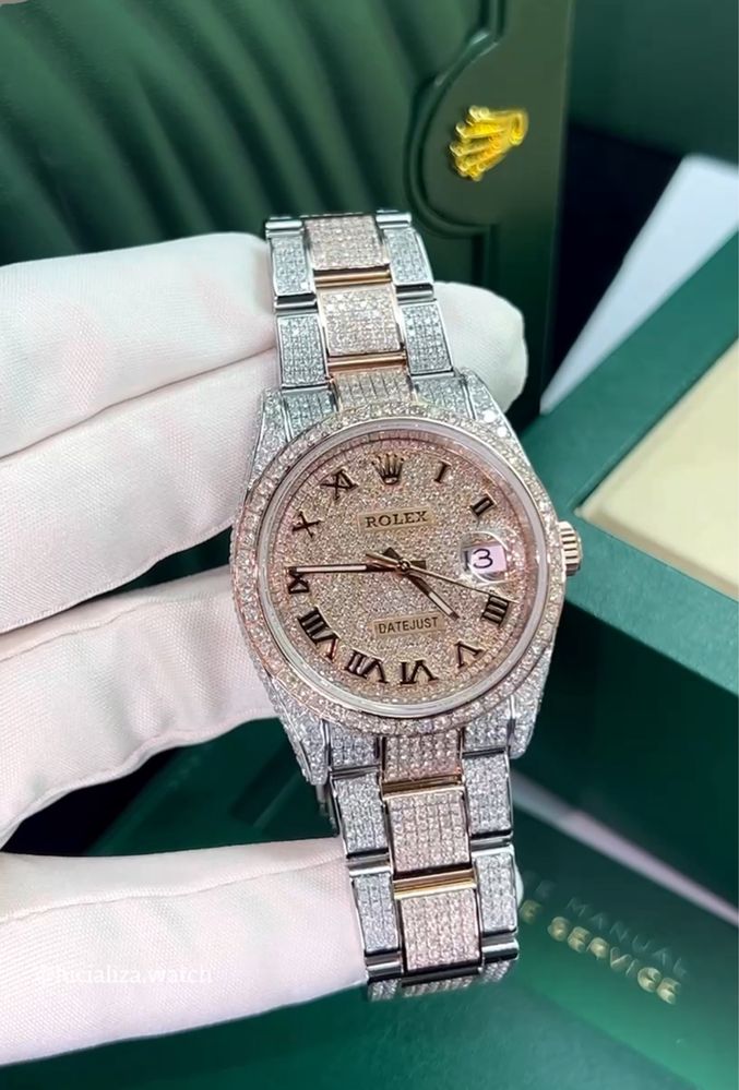 Новые Часы ROLEX Datejust Сталь/Золото Бриллианты 9.6ct 36mm