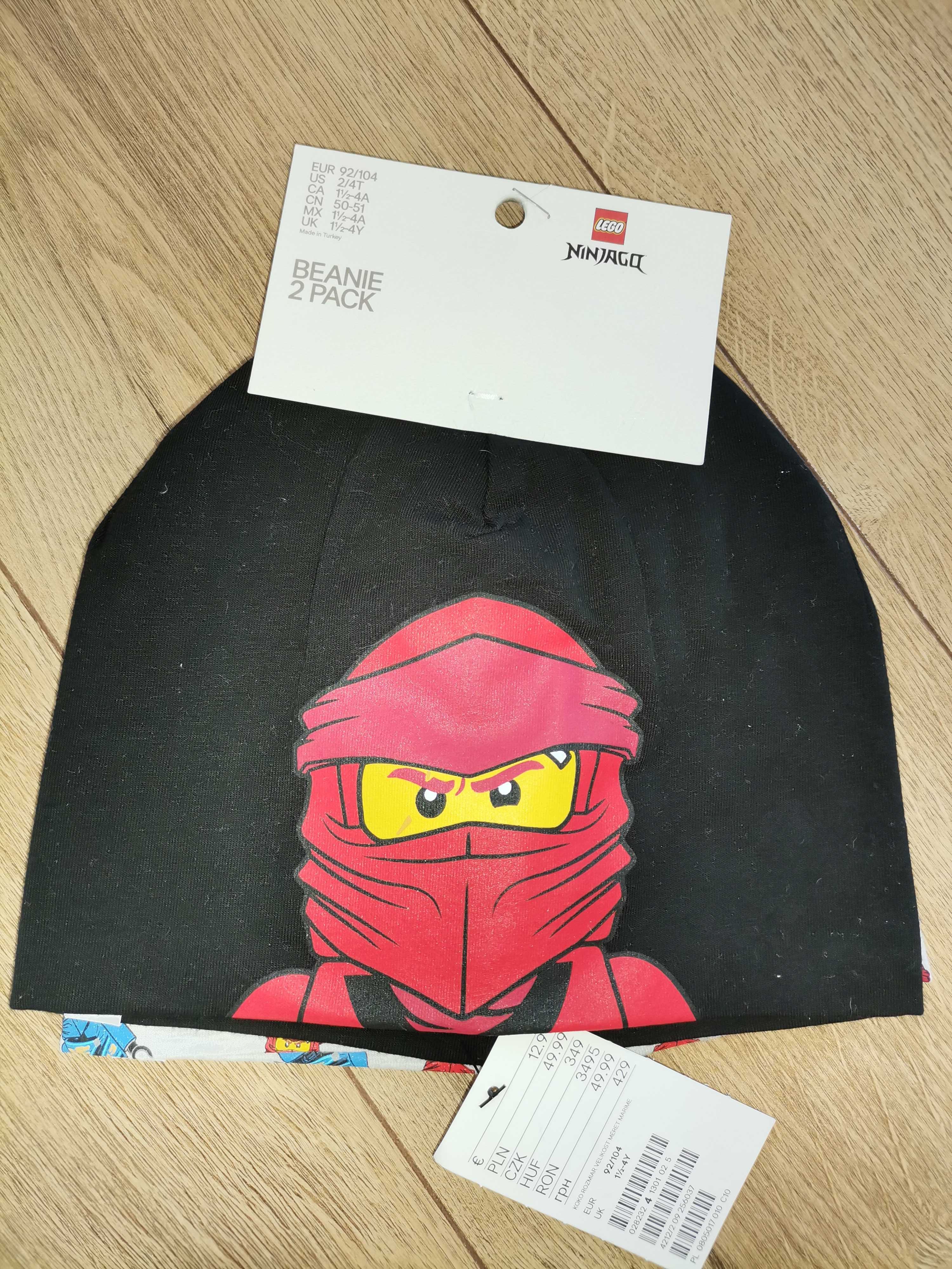 Komplet 2 sztuki czapki bawełniane  lego ninjago, nowe H&M 92/104