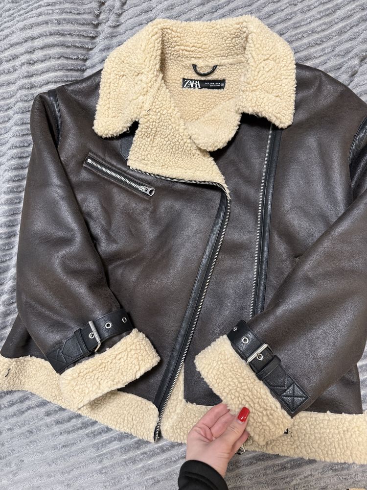 Трендова дублянка авіатор куртка zara