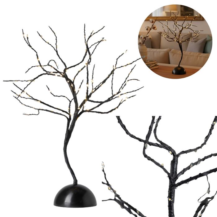 DRZEWKO LED Dekoracyjne Czarne 45 cm Do Domu, Salonu, Pokoju 100 LED