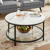 Stół okrągły czarny marmur stolik loft kawowy metalowy szkło Nowy