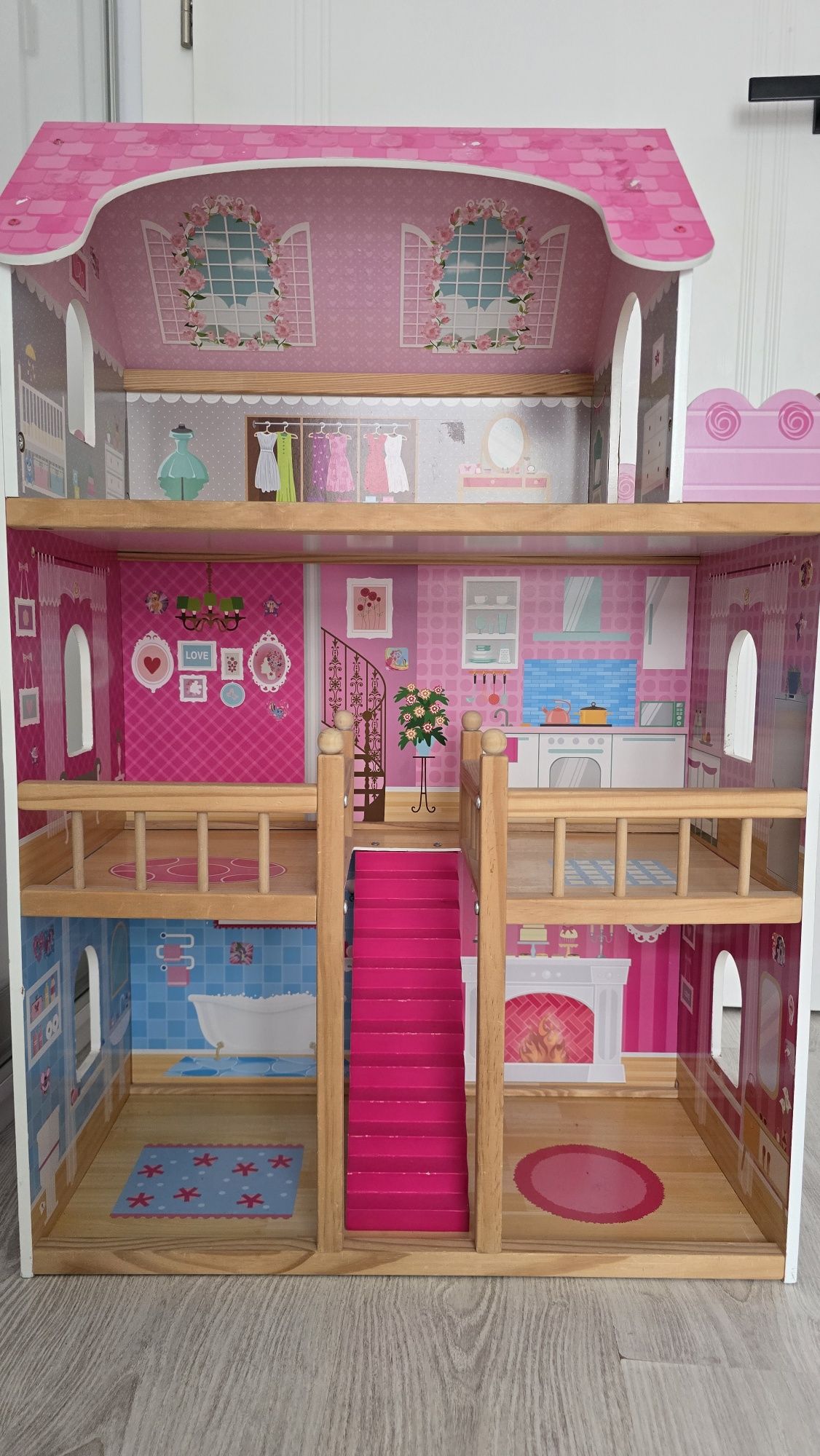 Drewniany domek dla lalek, barbie, xxl,