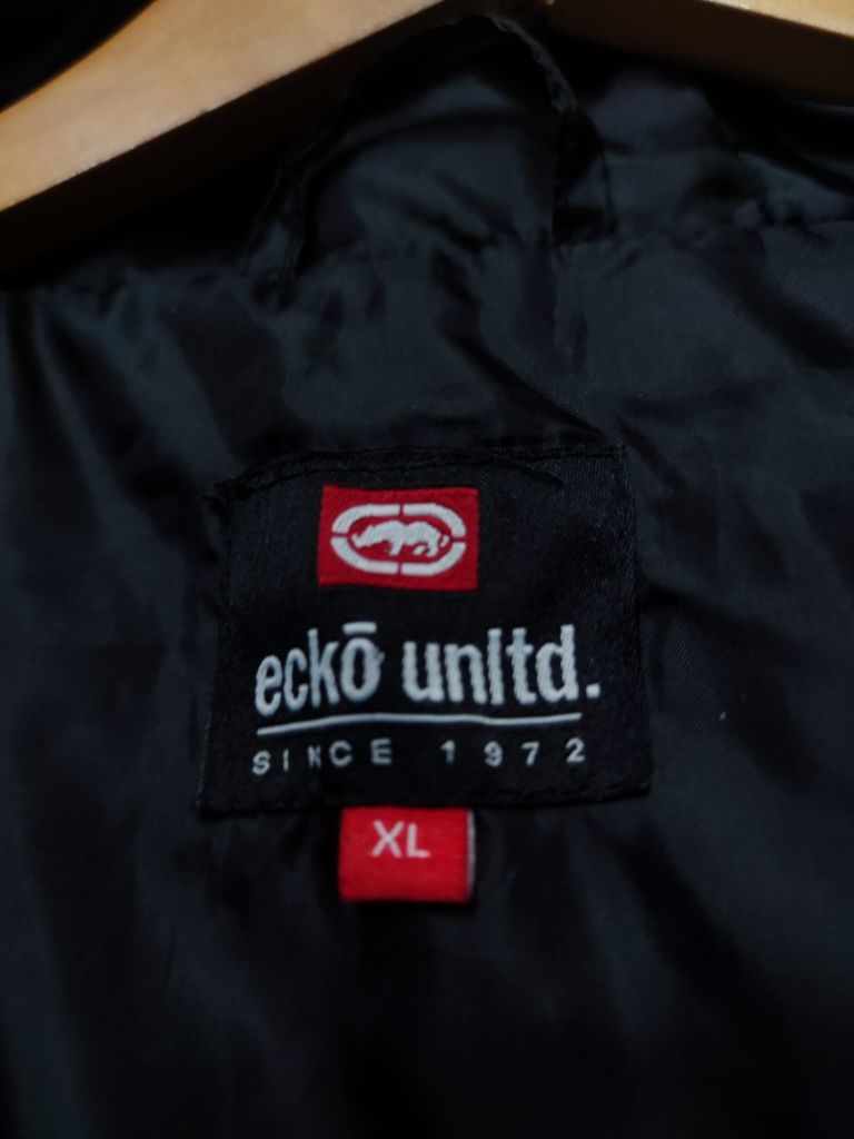 kurtka puchowa cienka XL Ecko unltd czarna szara siwa jacket bluza hoo