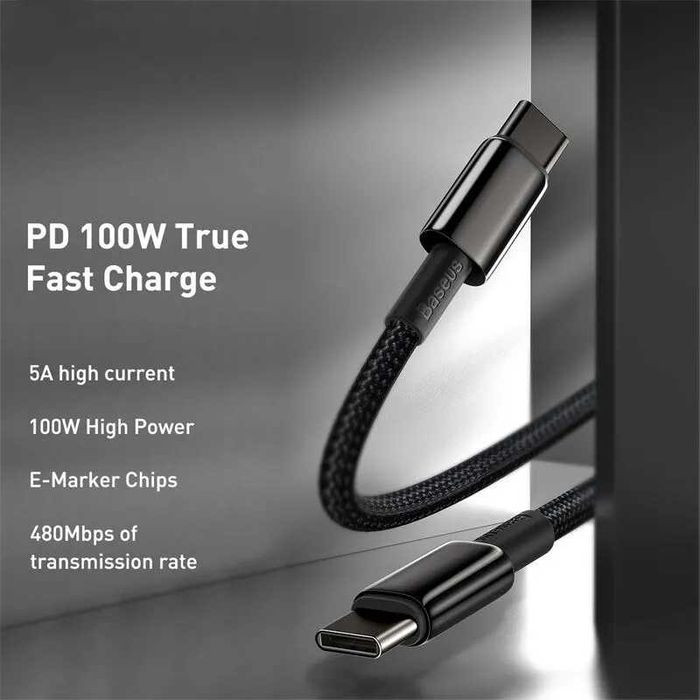 Кабель Baseus 100W TypeC-TypeC iPhone 15/16/17. Samsung/Xiaomi/Macbook