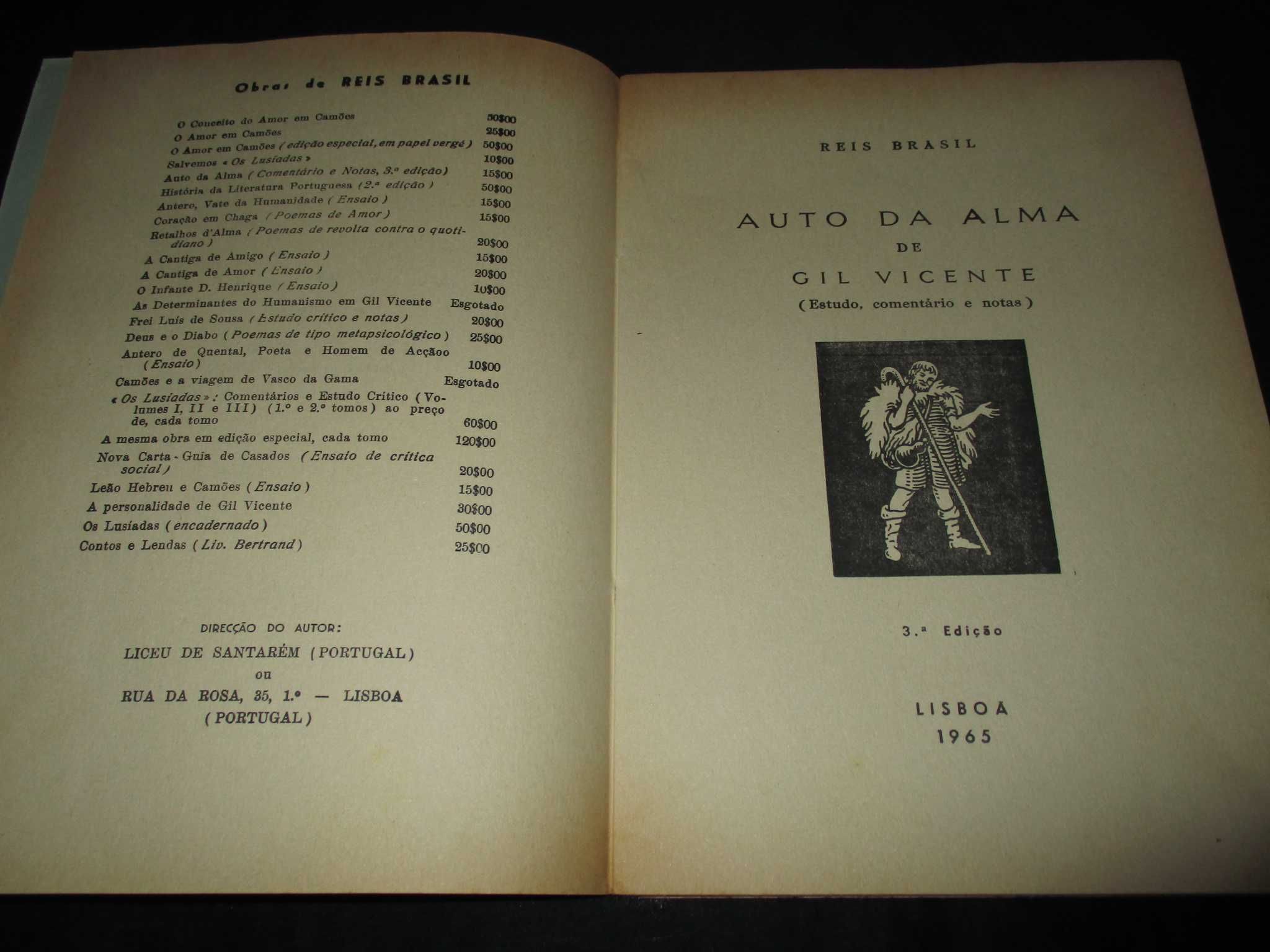 Livro Auto da Alma Gil Vicente Reis Brasil 1965