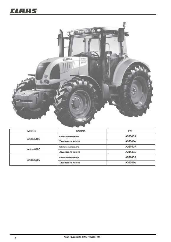 Instrukcja obsługi Claas Arion 610 C, 620 C, 630 C PL