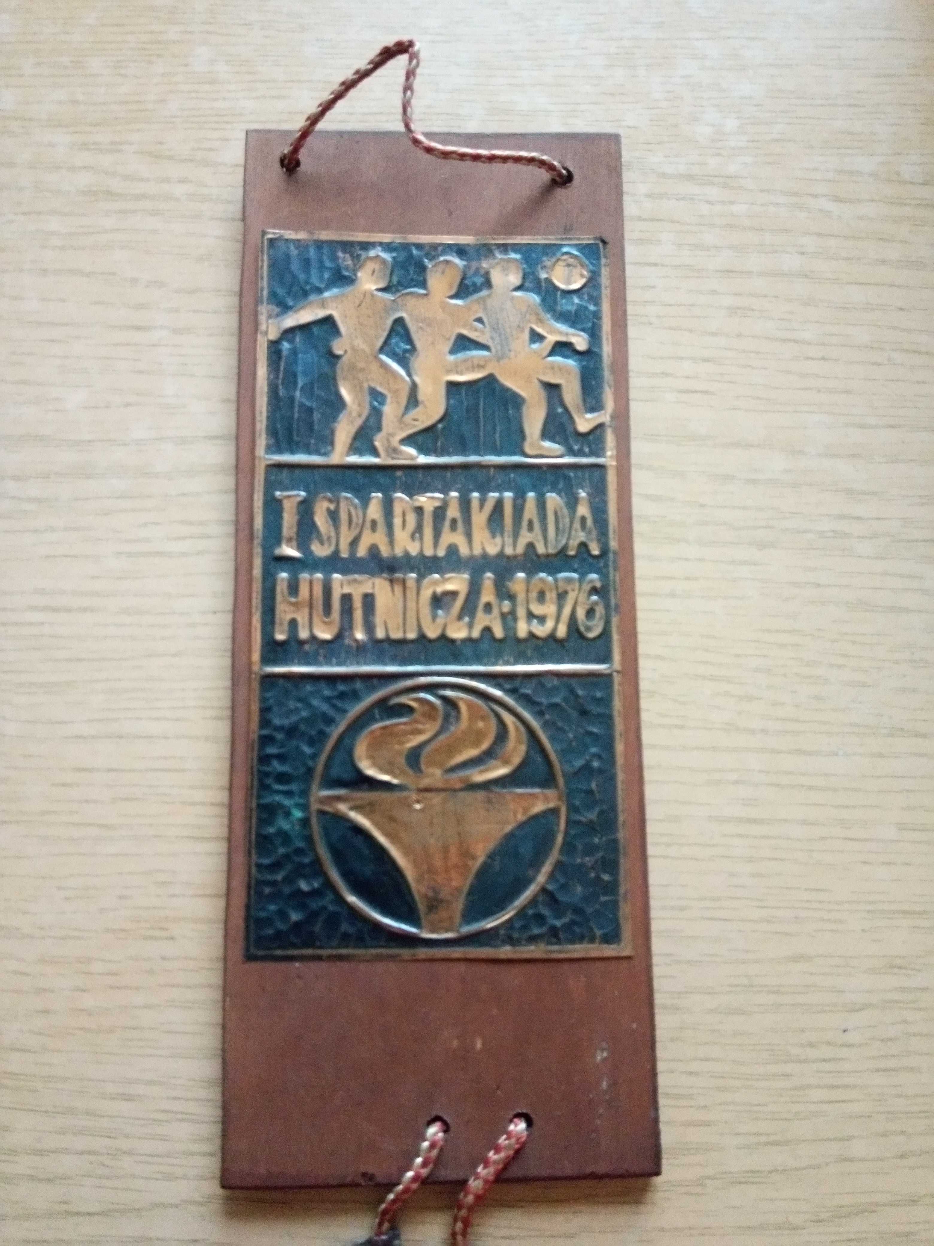 Proporczyk drewniany I Spartakiada Hutnicza 1976r. Huta Katowice PRL