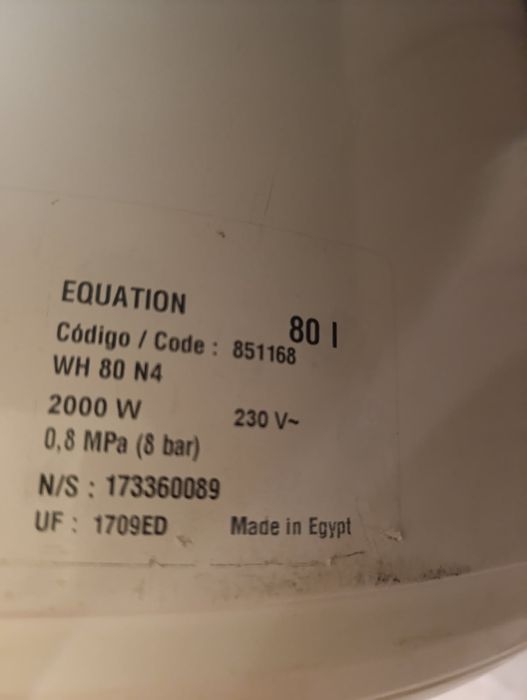 Bojler podgrzewacz elektryczny 80l equation  2000watt