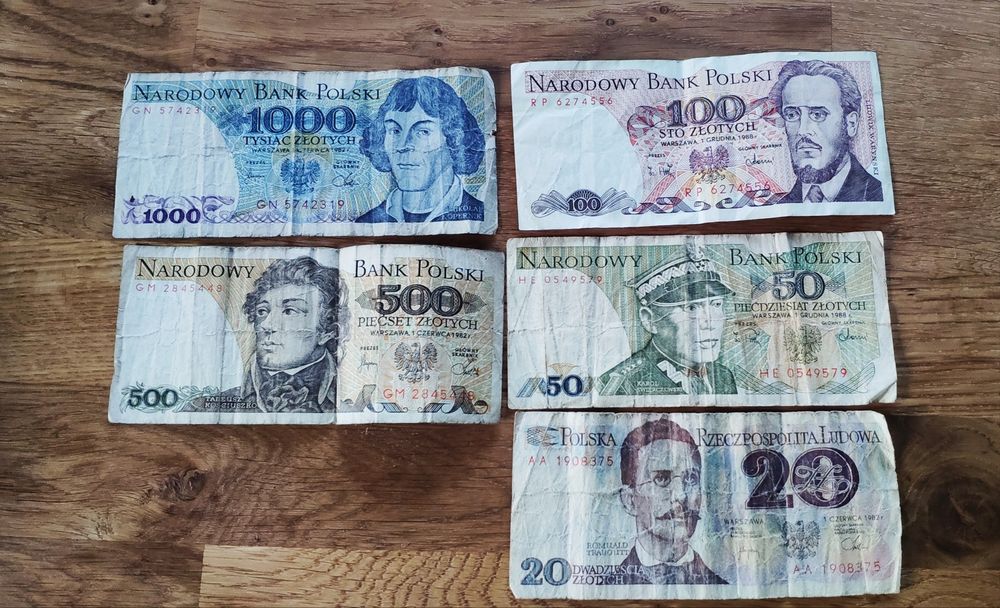 Banknot Banknoty PRL 1000zł 500zł 100zł 50zł 20zł
