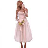 Suknia ślubna #35 krótka sukienka różowa nude ivory rozmiar 44 XXL