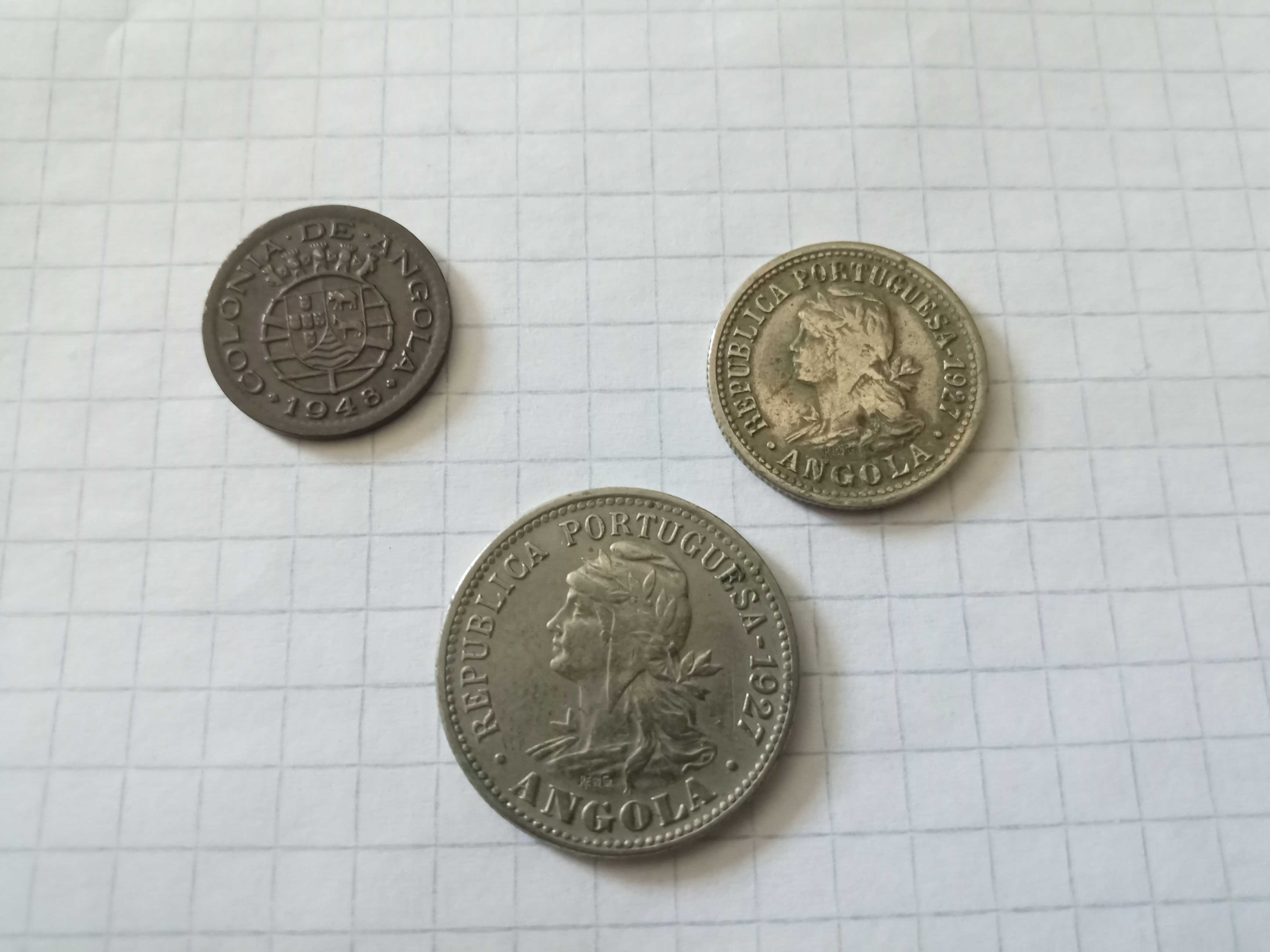 Lote de 10 moedas de Angola (ex-colónia, de 1927 a 1974)