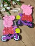 Układanka drewniana dwustronna puzzle Świnka Peppa rower