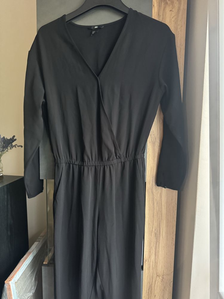 Długi zwiewny kombinezon H&M czerny damski 38 M