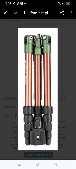 Statyw Fotopro X-go geco z głowicą kulową FPH - 42Q zielono-brązowy