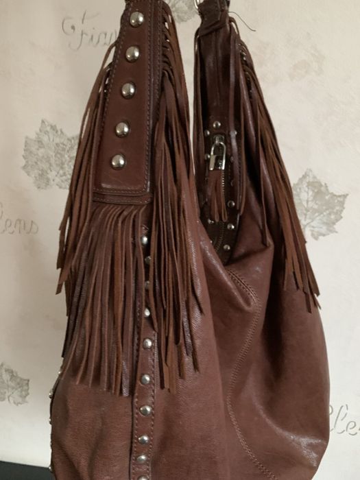 Сумка-бохо Zara коричневая из натуральной кожи