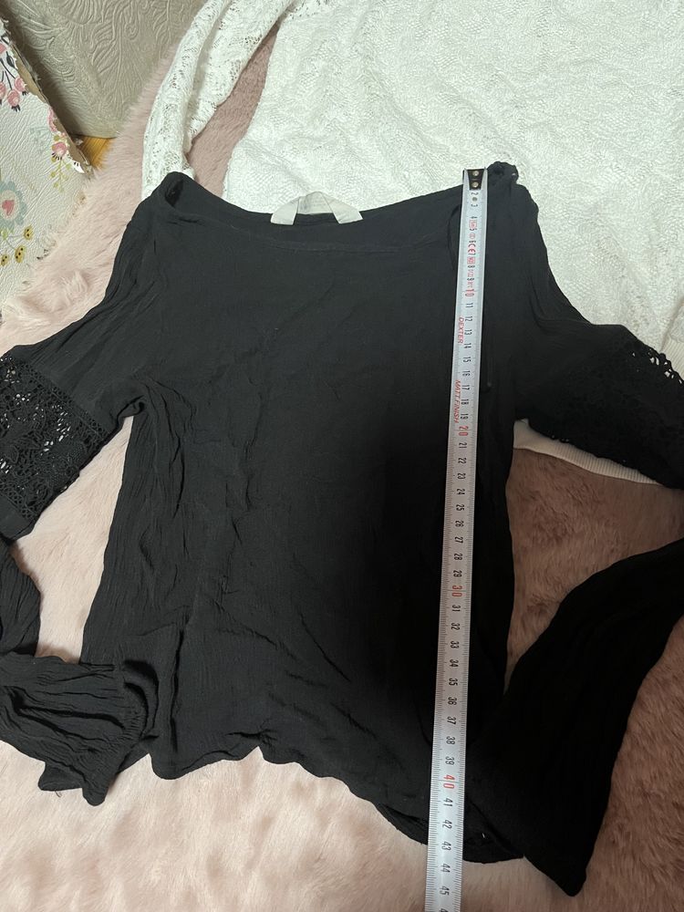 H&M sweter koronkowy bluzka czarna zestaw 140 146 bluza 10 11 lat