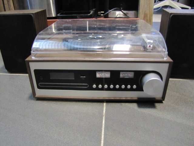 Wieża stereo gramofon CD radio 2 głośniki drewno Auna Oxford