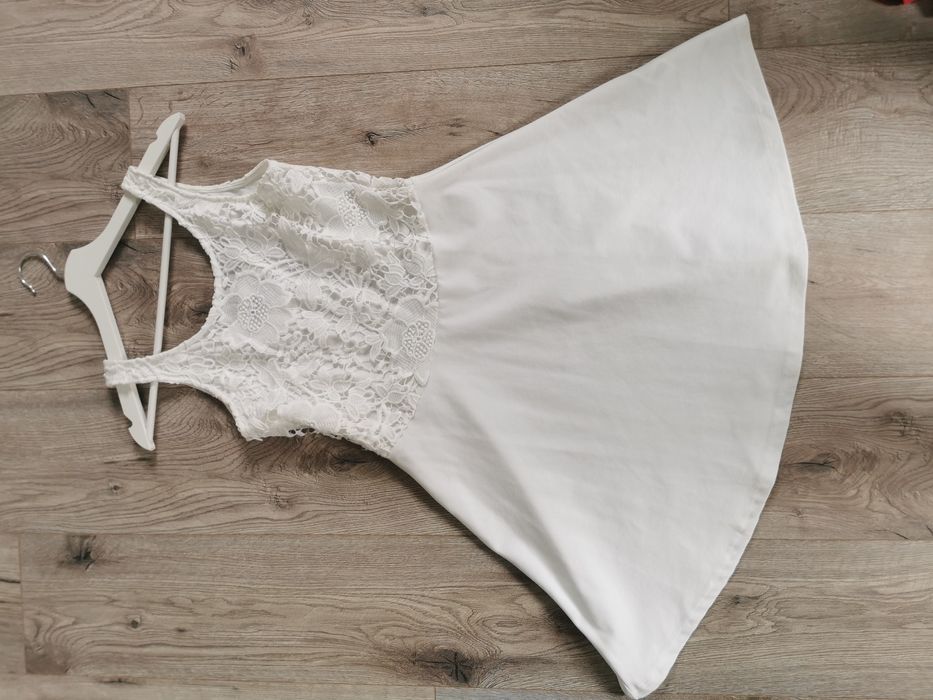 Sukienka biała śmietanowa z koronką M