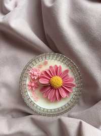 Świeczka świeca w szkle wosk sojowy kwiat stokrotka  Dzień Matki