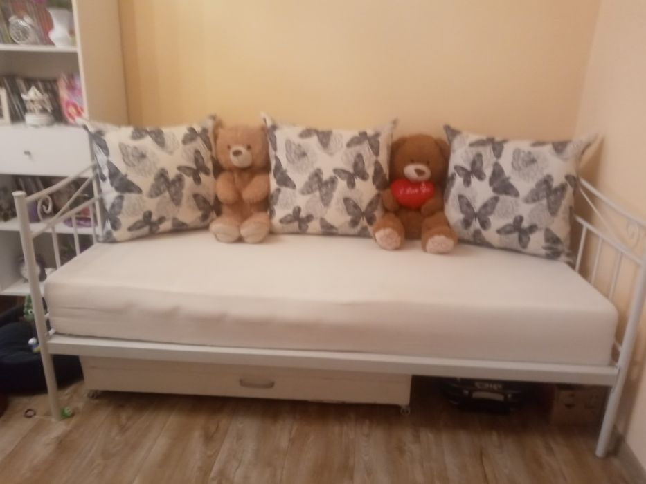 Łóżko białe metalowe 95×206+ materac + gratisy