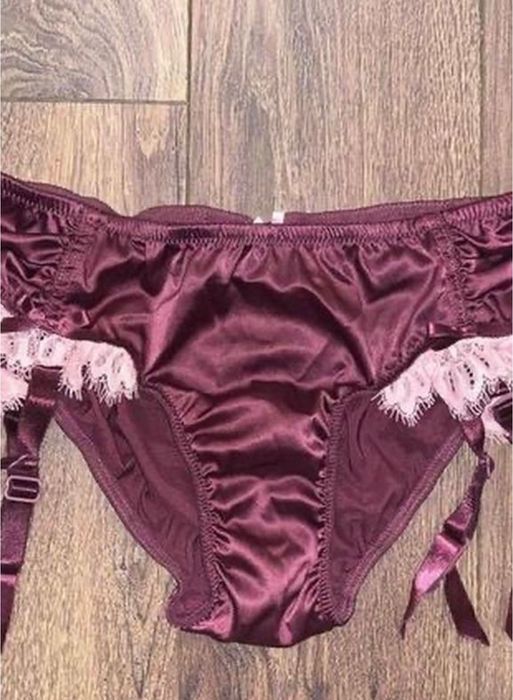 Стильные бордовые марсала с розовым трусики victorias secret s/m