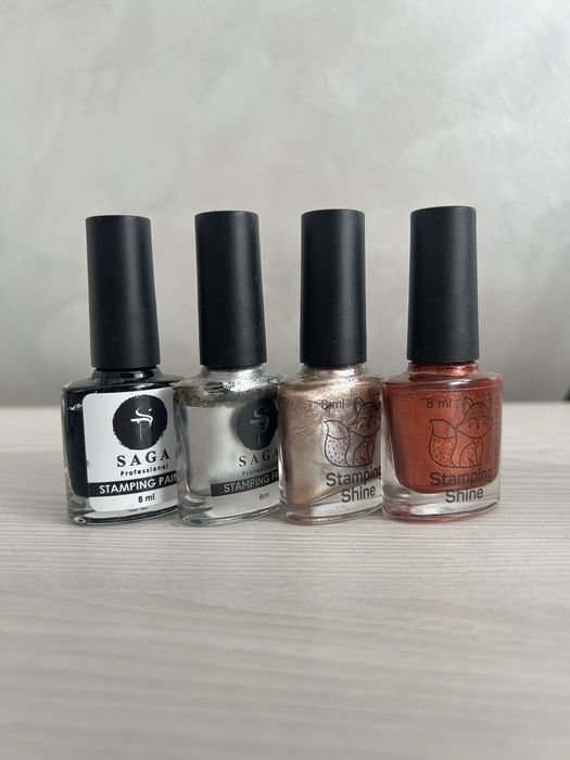 Лаки saga та пластини для стемпінгу, штамп прозорий