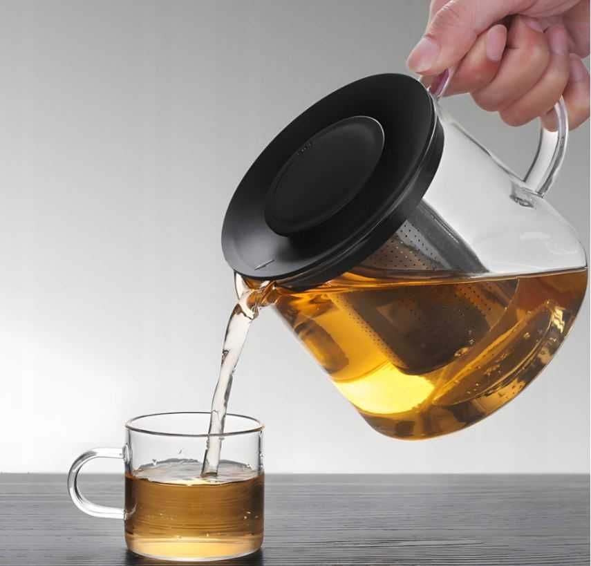 Szklany dzbanek zaparzacz do herbaty ziół sitko 1,5 L