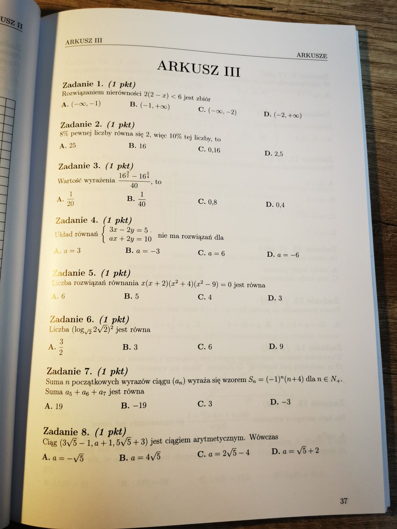 ARKUSZE MATURALNE AKSJOMAT - matematyka - poziom podstawowy