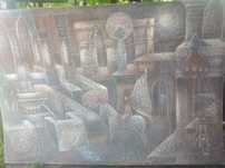 Obraz olejny na płycie, 130x90, Remigiusz Sulkowski, Wyjście z Matrixu