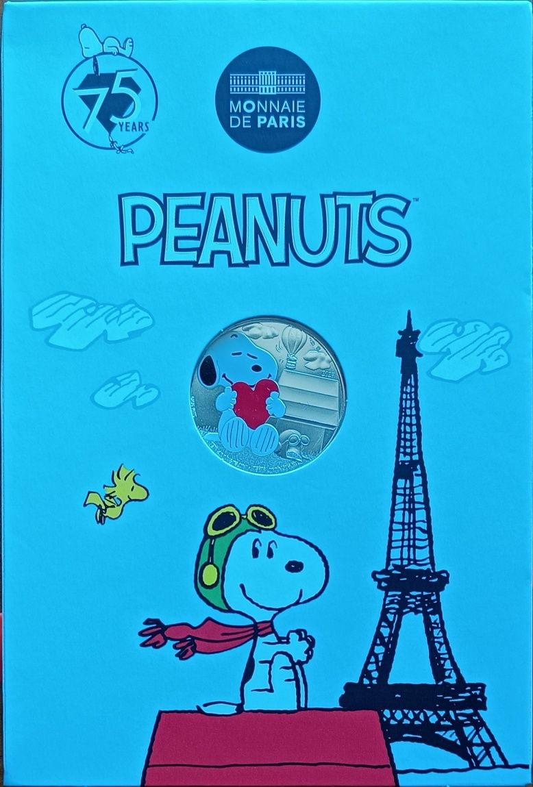 França 2025- Snoopy 75 anos, moeda 10€ prata .
Moeda de Prata de 10€