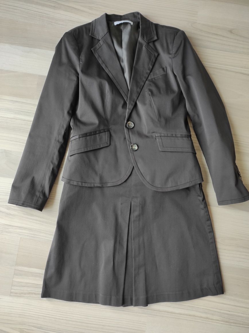 Garsonka, marynarka i spódnica Zara Basic, M-L, brąz, stan Bdb