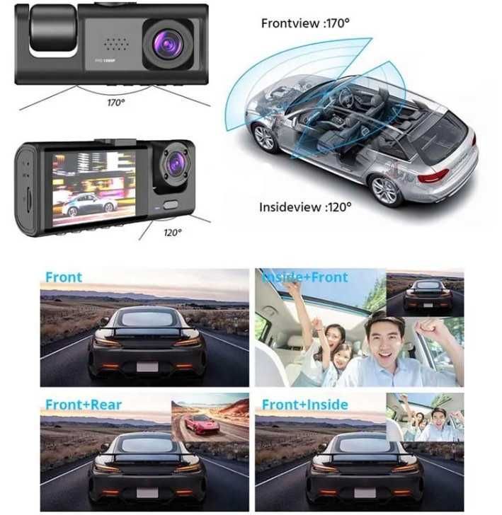 Dash Cam Camera Automovel para Carro Full HD 1080p(170º e 120º)| NOVA