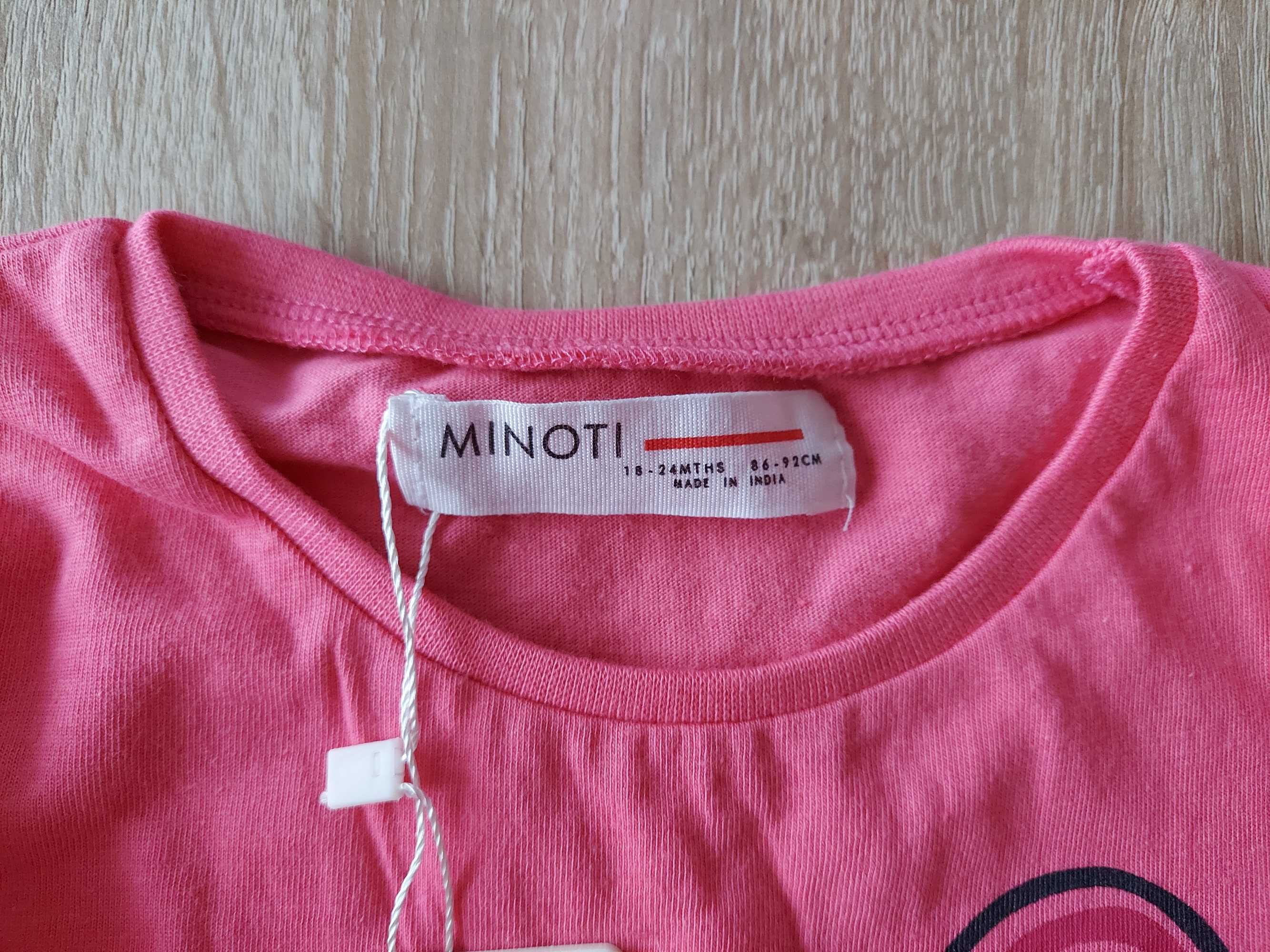 NOWA sukienka Minoti 5 10 15, różowa, długi rękaw 86/92
