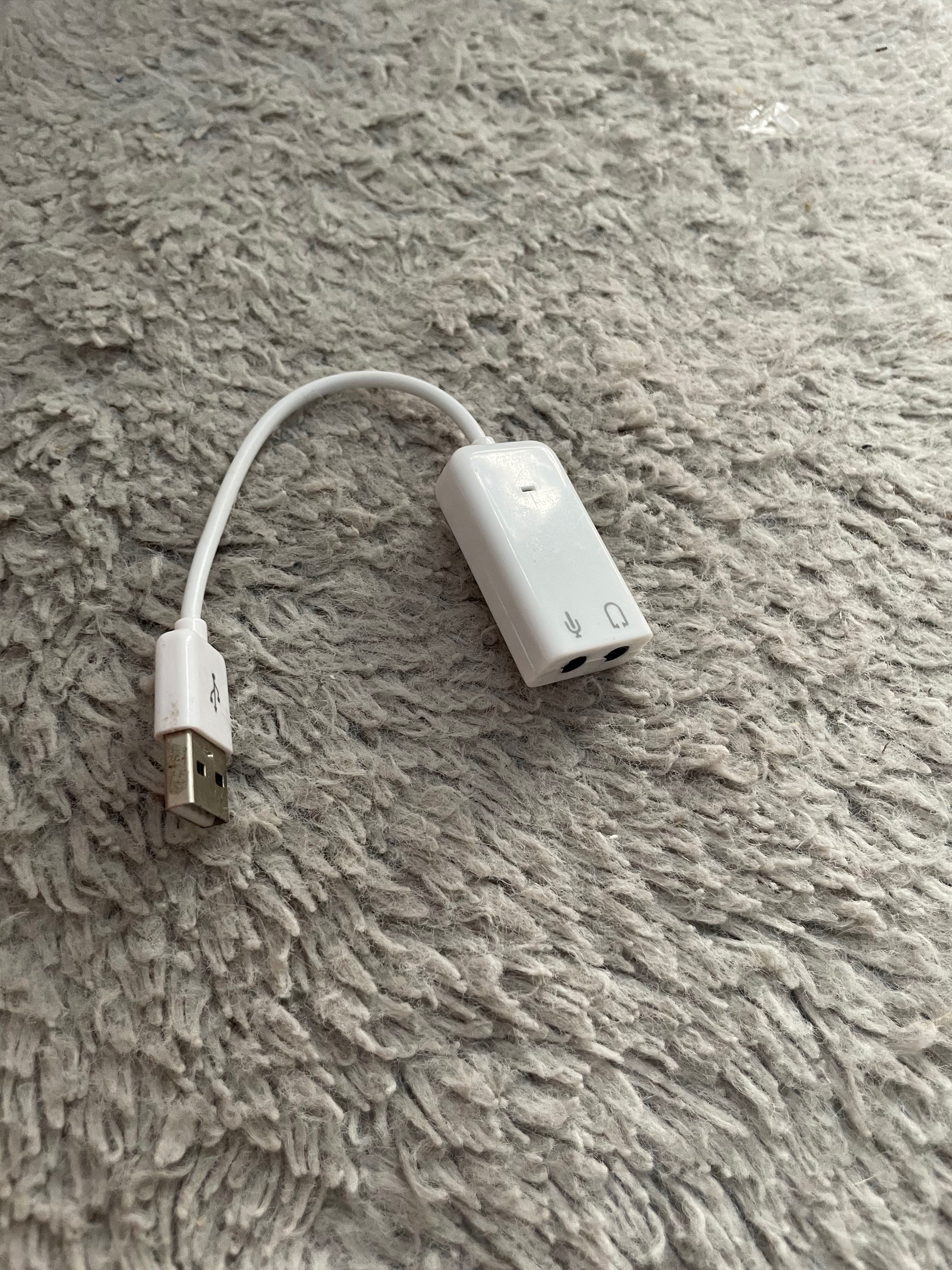 Biały Audio adapter USB-A